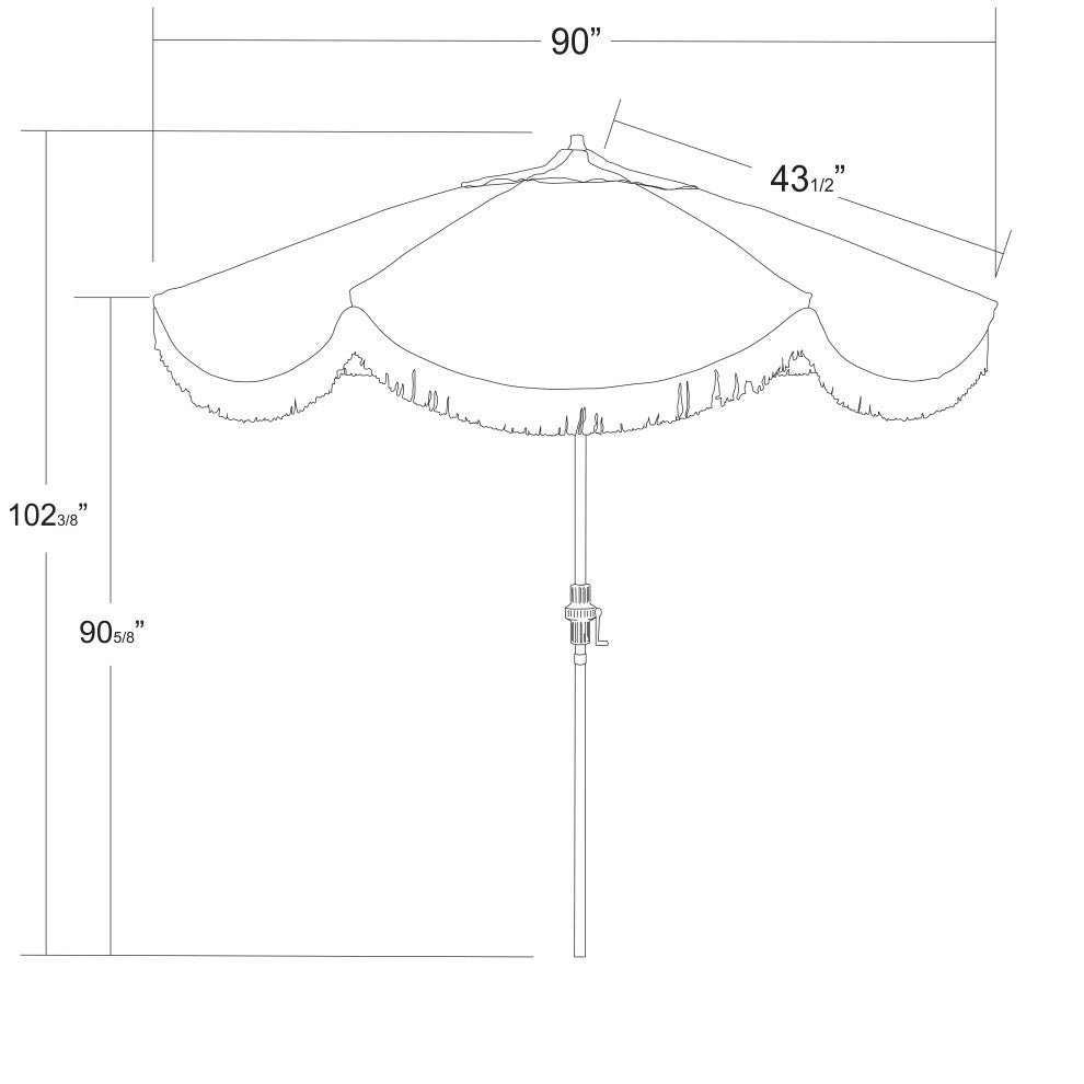 7.5' Bronze Surfside Patio Umbrella With Ribs and White Fringe, Buttercup