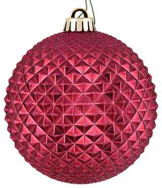 Vickerman 4" Berry Red Durian Glitter Ball 6/Bag