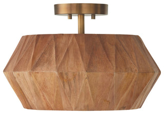 Nadeau One Light Semi-Flush Mount in Light Wood and Patinaed Brass