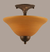 Semi-Flush 2-Light Semi-Flush Mount, Bronze/Cayenne Linen