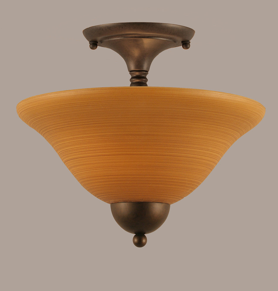 Semi-Flush 2-Light Semi-Flush Mount, Bronze/Cayenne Linen