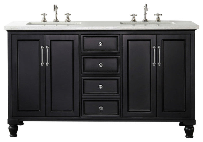60" Wood Sink Vanity With Quartz Top-No Faucet