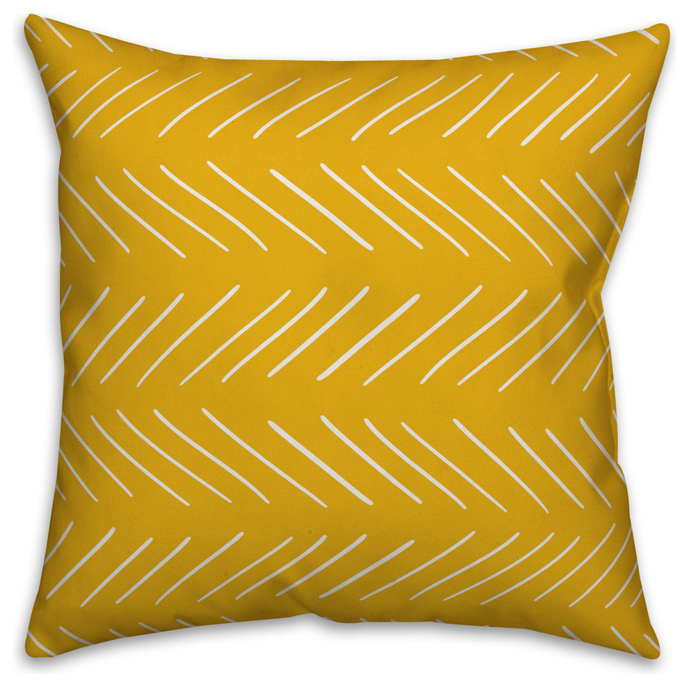 White and Yellow Modern Chevron 18x18 Throw Pillow