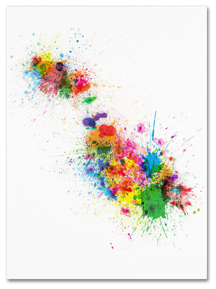 "Malta Map Paint Splashes" Canvas Art by Michael Tompsett