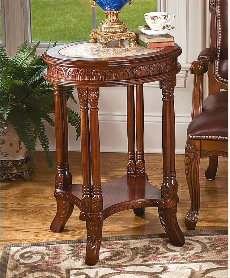 Balfour Inlaid Marble Colonnade Table