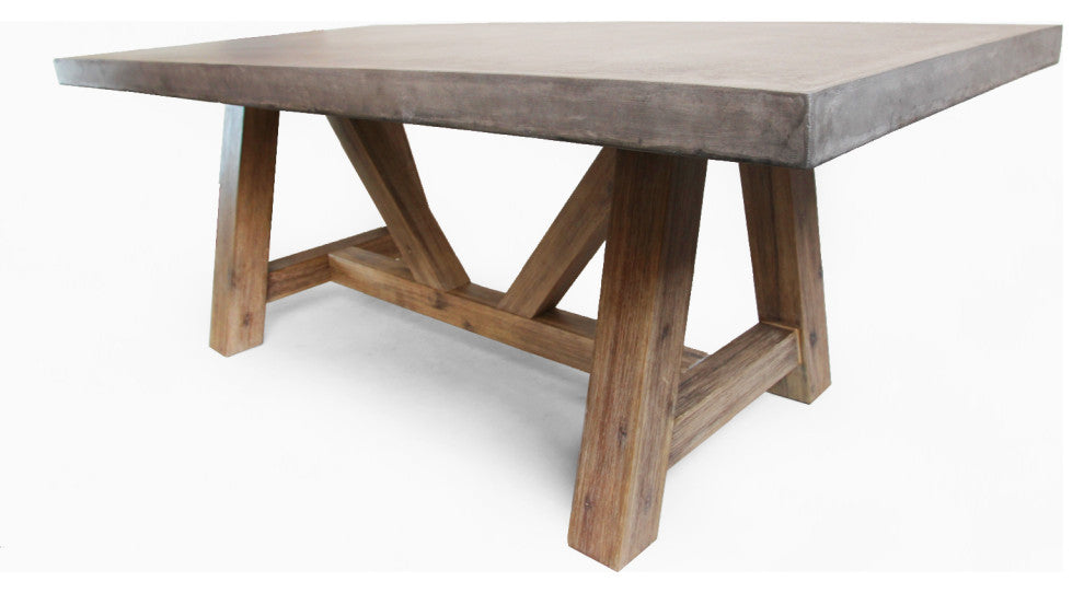 Outdoor Concrete & Wood Dining Table