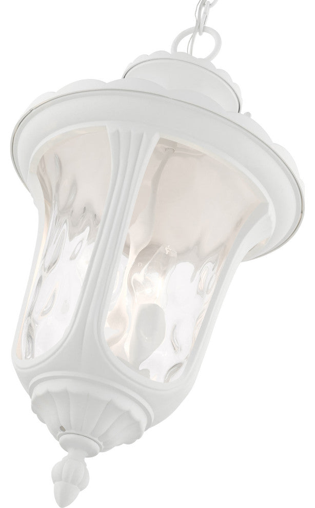 Textured White Traditional, Victorian, Sculptural, Outdoor Pendant Lantern