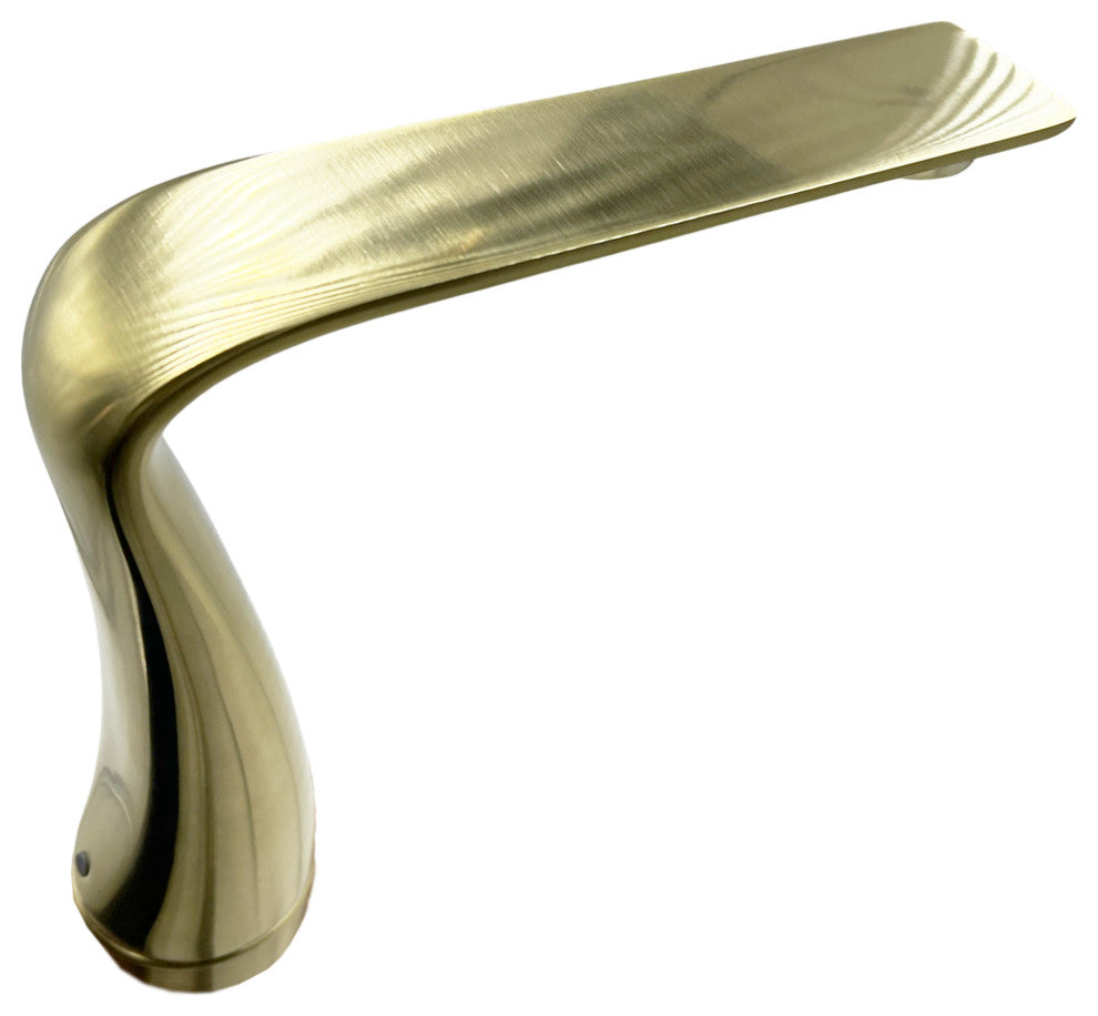 CastelloUSA Widespread 3 Hole Bath Faucet, Two Rose Quartz Handles, Brushed Gold