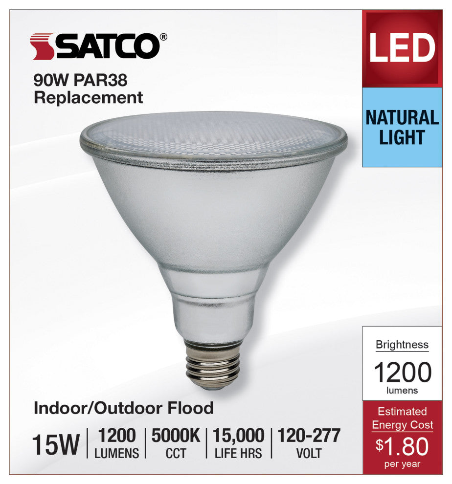 15W PAR38 LED, 5000K, Medium Base, 120-277V, 90 CRI