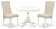 3 Pc Dining Set, Linen White Table, 2 Cream Chairs, High Back, Linen White