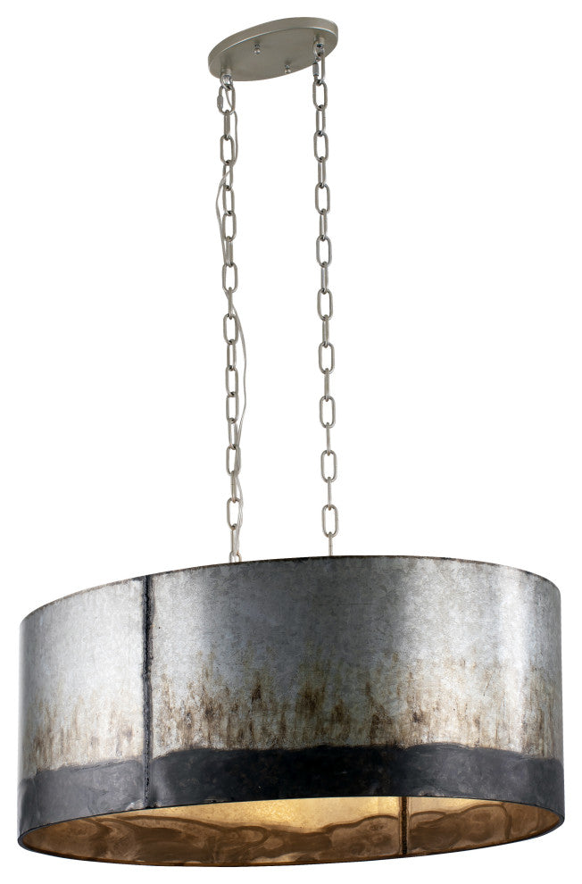 Cannery Six Light Pendant, Ombre Galvanized