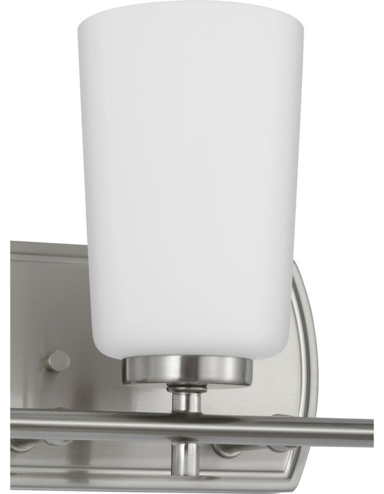 Adley Collection Three-Light Brushed Nickel Etched Opal Glass Bath Vanity Light