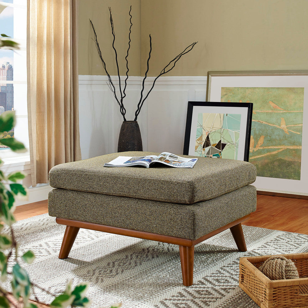 Modern Contemporary Fabric Ottoman , Beige, Fabric