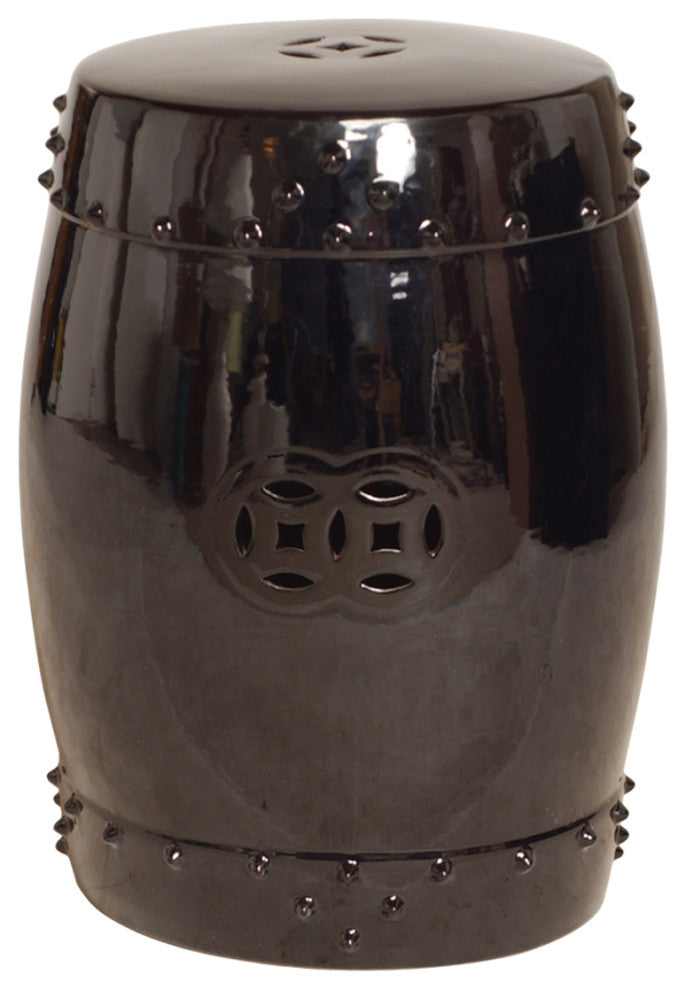 Drum Stool, Black 13.5X18"