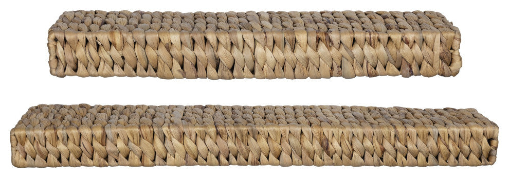 Set of Two Bohemian Rattan Floating Shelves