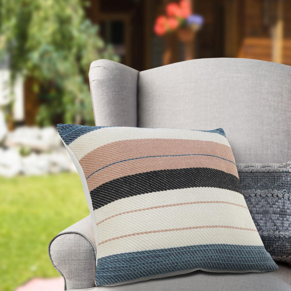 Multicolored Mid-Century Stripe Throw Pillow