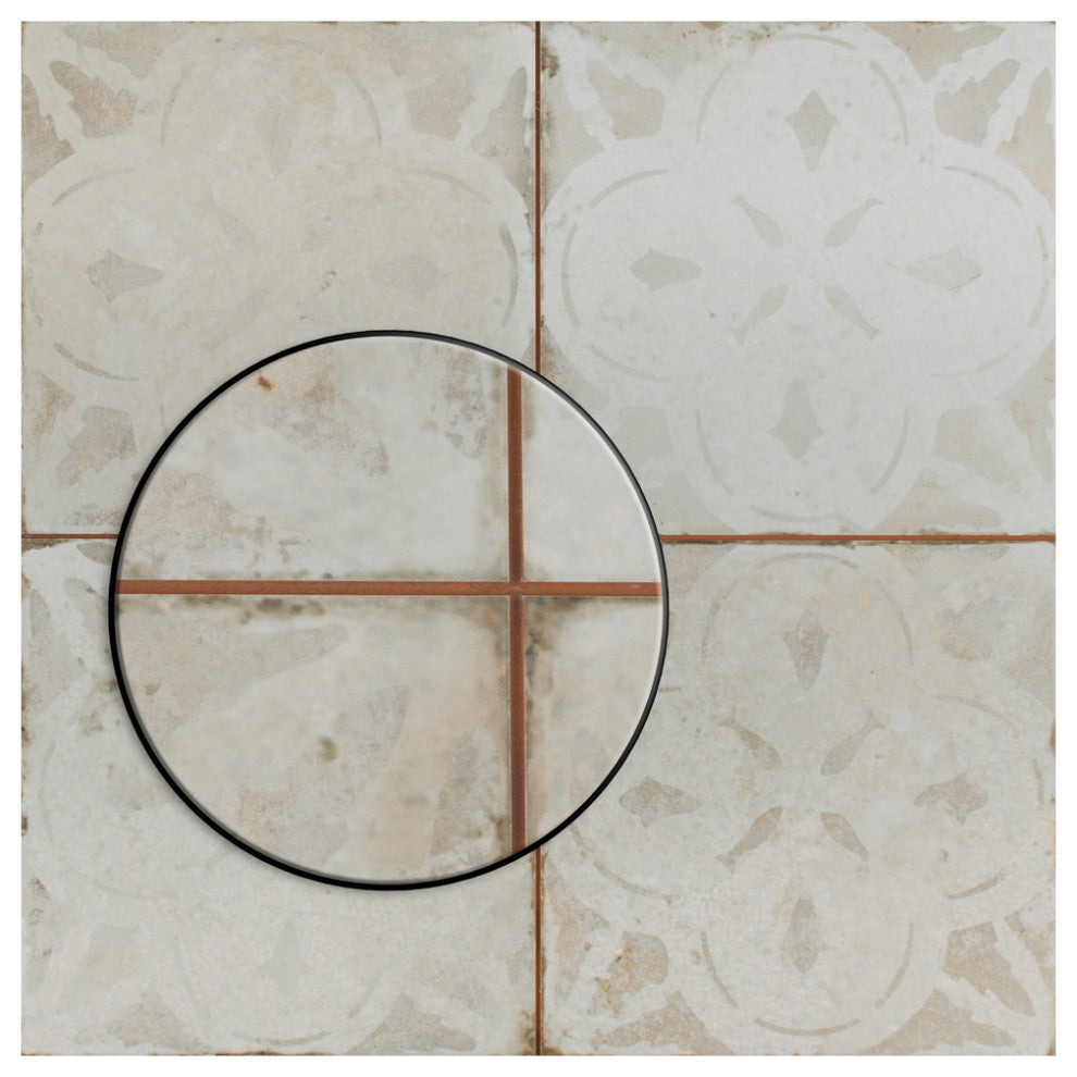 Kings Aurora Encaustic Ceramic Floor and Wall Tile, White