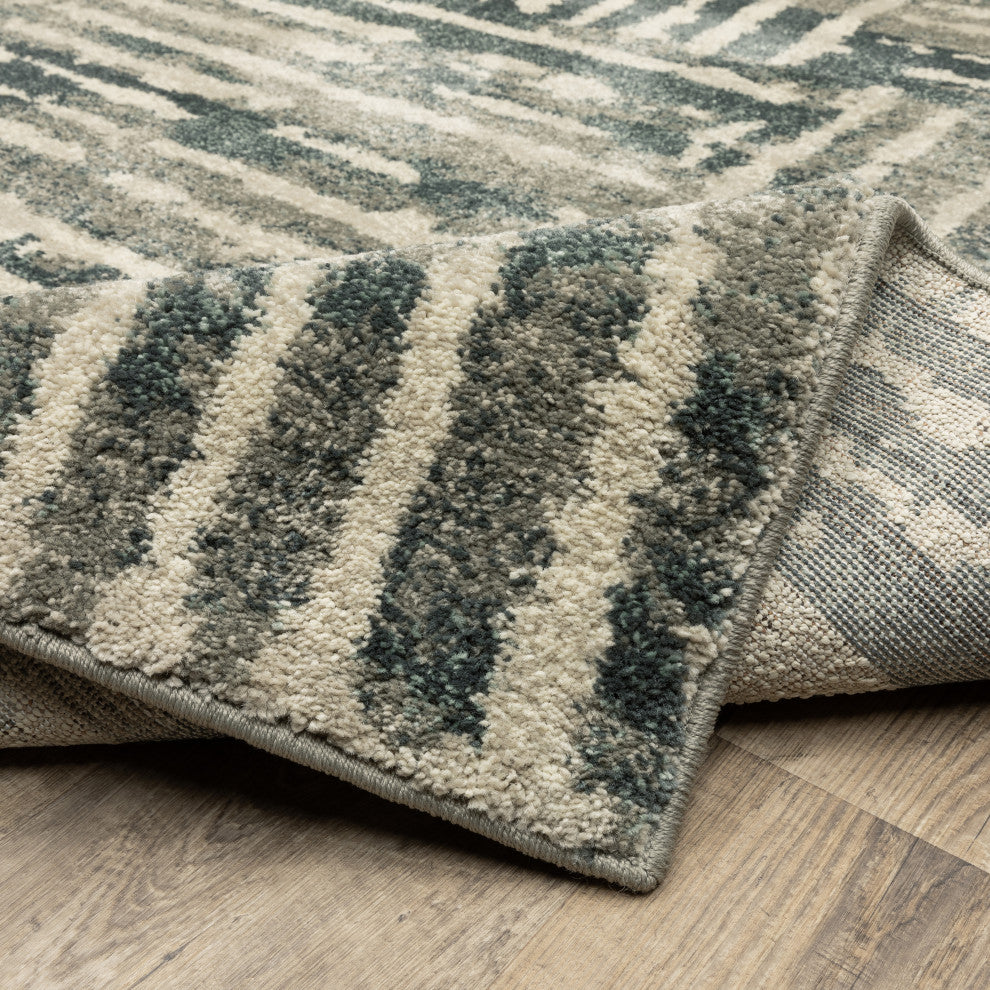 Carolina Squared Lines Area Rug, Blue, 9'10"x12'10"