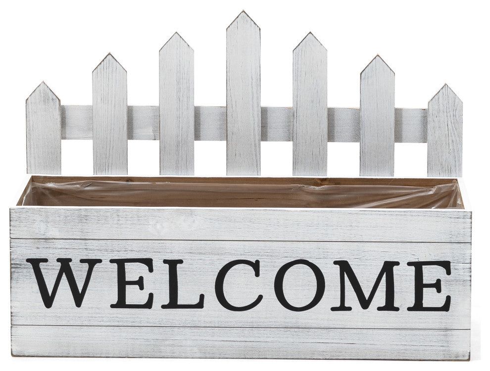 Set of 2 Fence-Inspired Planter Stands, White