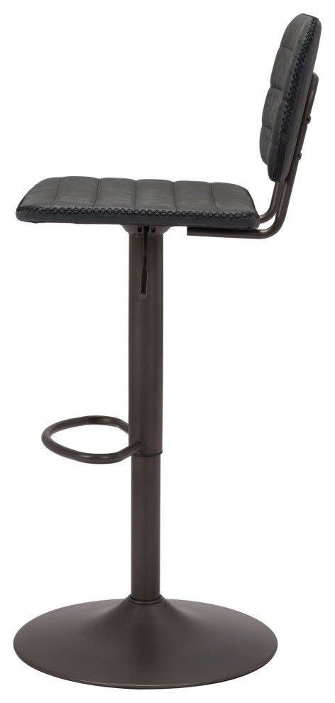 Bar Stool Chair Barstool, Faux Vinyl Leather, Steel, Vintage Black, Bronze