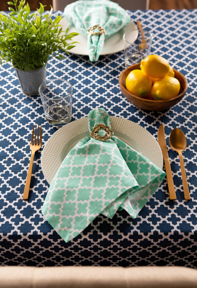 Nautical Blue Lattice Tablecloth 60X104