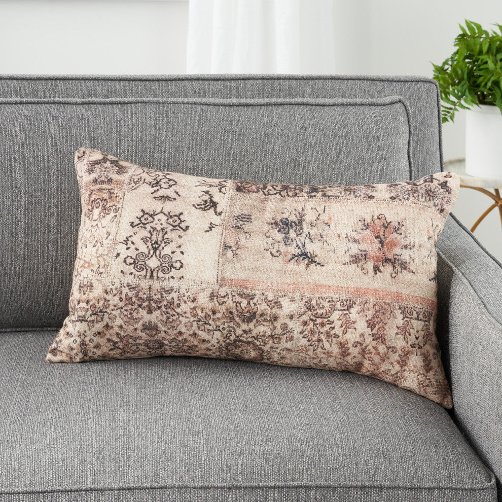 Nicole Curtis GT434 Throw Pillow, Grey/Multi, 14" X 24"