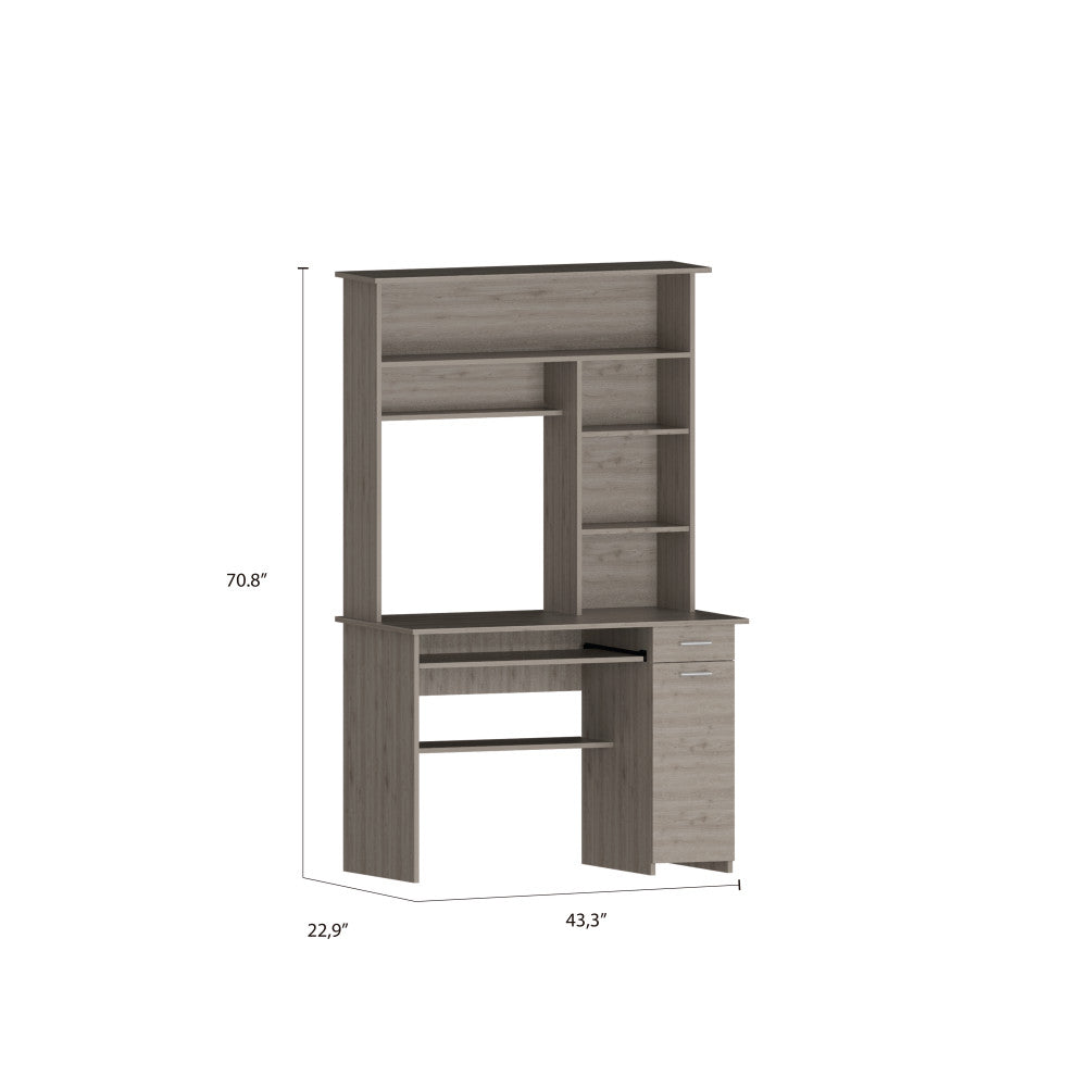 Xalo 180 Compu Hutch Desk, Light Gray