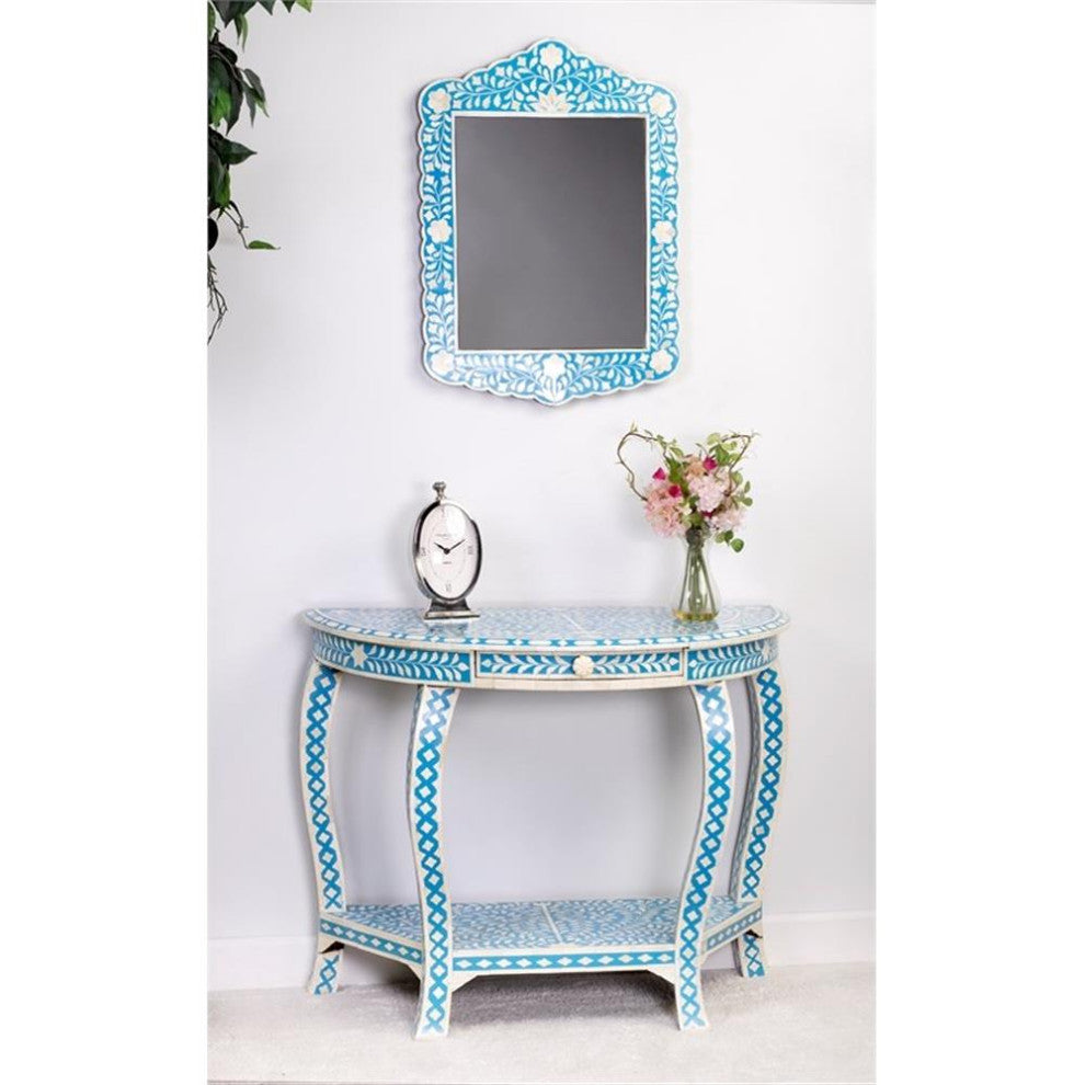 Butler Specialty Company Vivienne Bone Inlay Wall Mirror - Sky Blue And White