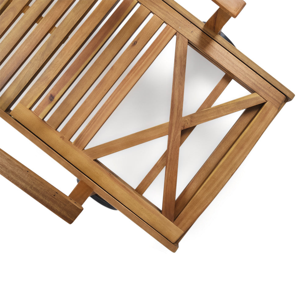 GDF Studio Thalia Outdoor Teak Finished Acacia Wood Chaise Lounge, Set of 4