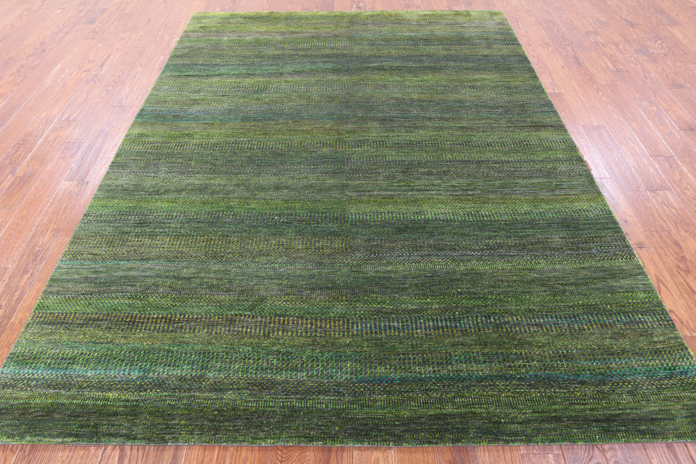 7' 10" X 9' 10" Super Savannah Gabbeh Hand Knotted Wool & Silk Rug - Q13061