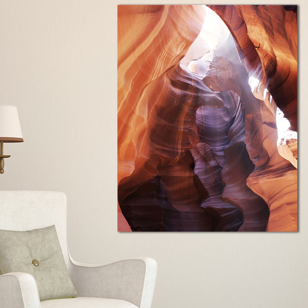 "Canyon Antelope With Purple Sunlight" Modern Landscape Wall Art Canvas, 16"x32"