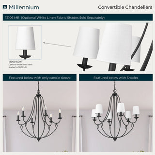6 Light 28.5 in. Matte Black Chandelier