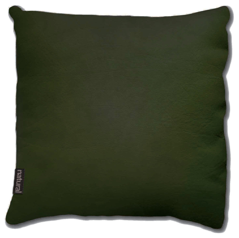 16"x16" Sienna Leather Pillow, Dark Green