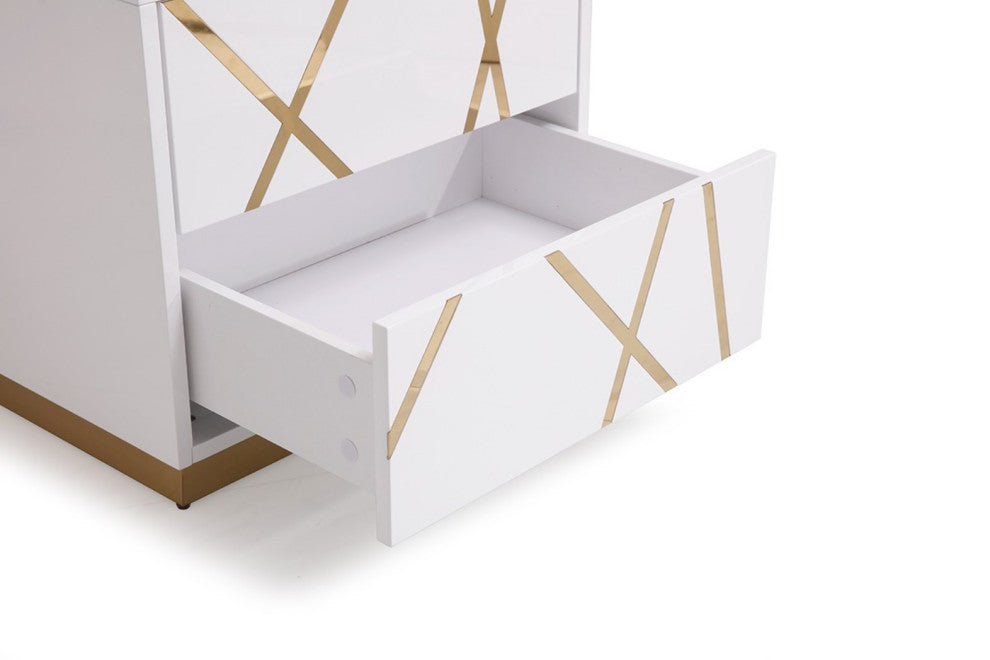 Modrest Nixa White + Rose Gold Bed + Nightstands, Queen