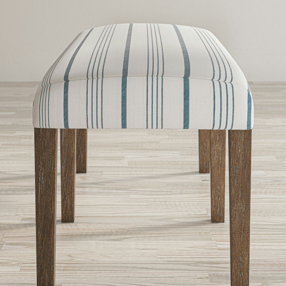 Eastern Tides Coastal Wire-Brushed Acacia 46" Upholstered Dining Bench