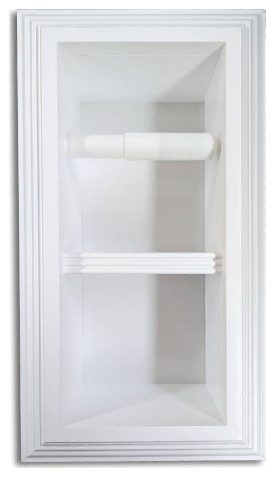 Bayshore Recessed Solid Wood Double Toilet Paper Holder 7 X 14.5, White Enamel
