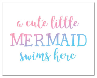 Cute Little Mermaid 20x16 Canvas Wall Art