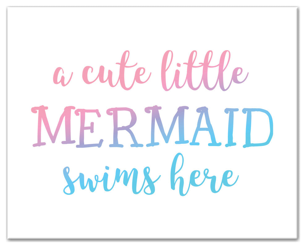 Cute Little Mermaid 20x16 Canvas Wall Art