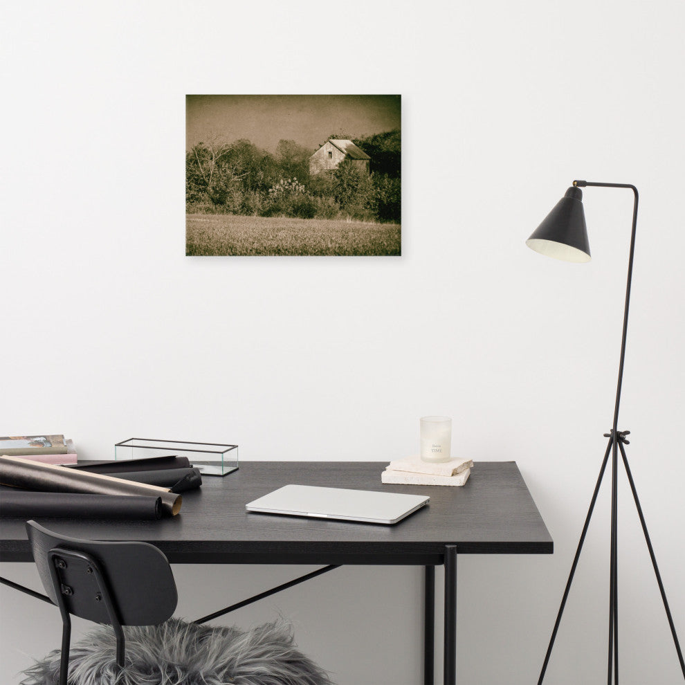 Farmhouse Wall Art: Abandoned Barn Trees Vintage Canvas Print, 18" X 24"