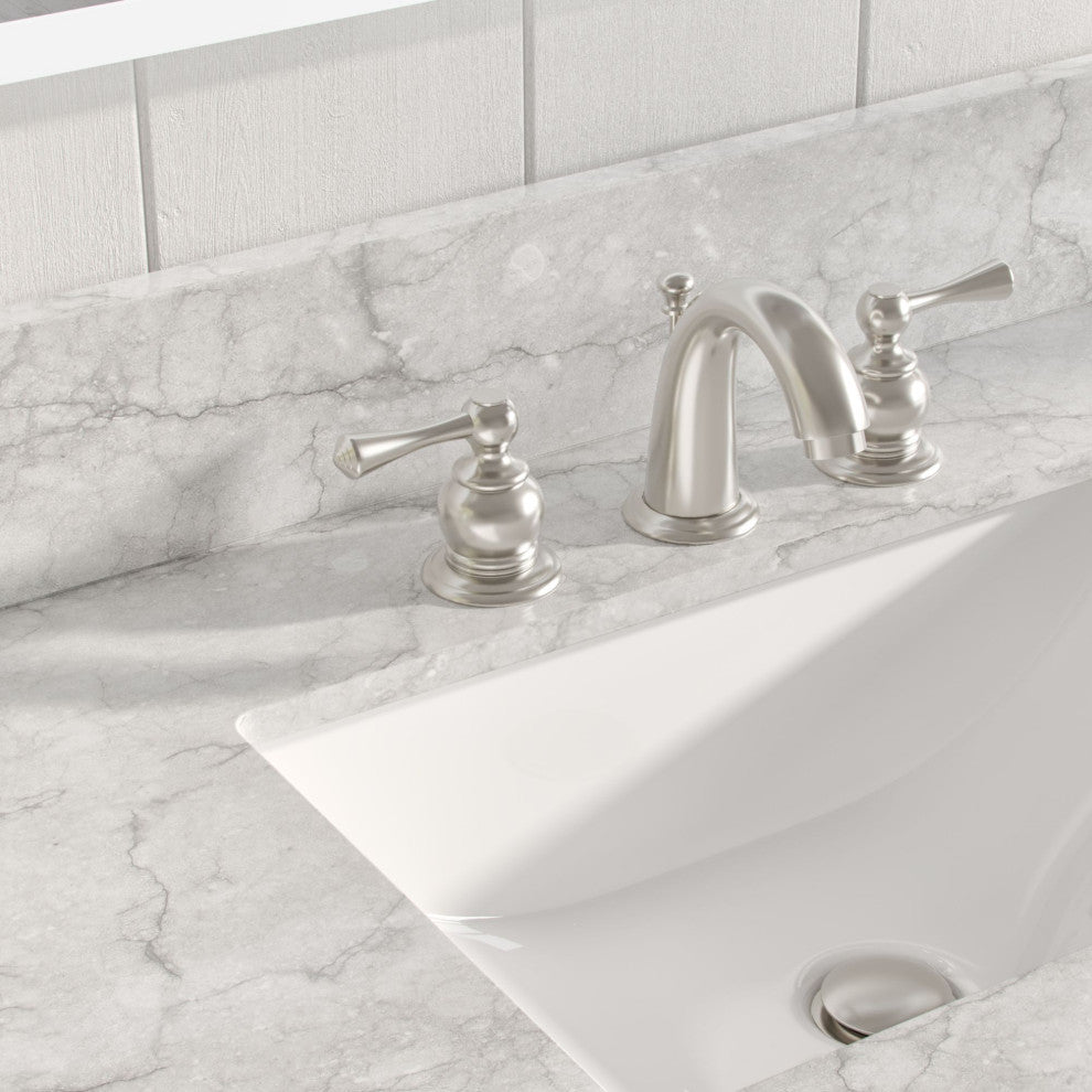 Cascade Bath Vanity, White, 72", Brushed Nickel Hardware, Double, Freestanding