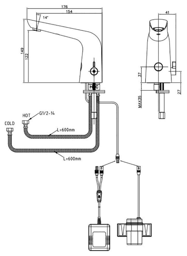Crete Dual Sensor Faucet With Hot and Cold Mixer