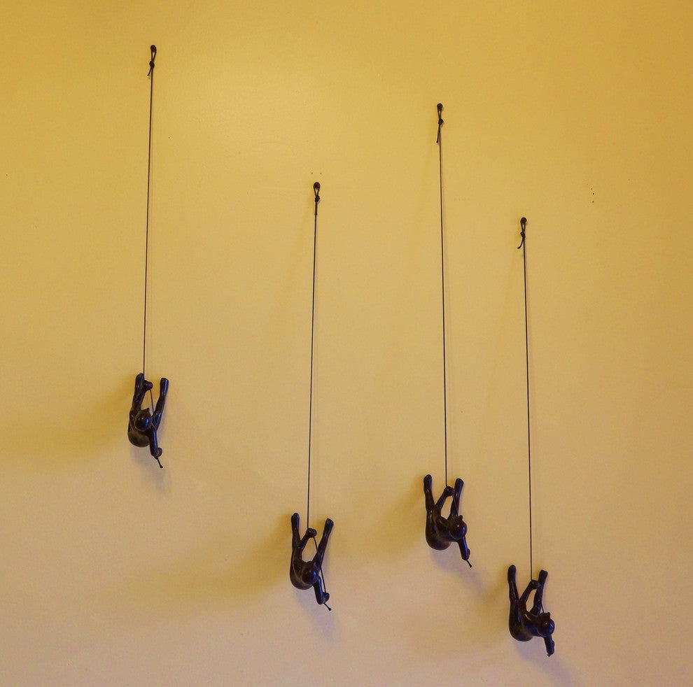 Climbing Man Wall Art, Set of 4, Choco Black