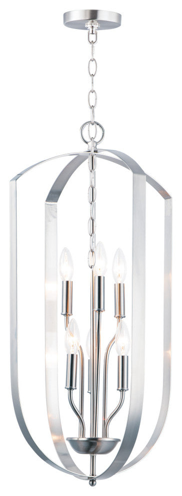 Maxim 10039 Provident 6 Light 15"W Taper Candle Pendant - Satin Nickel