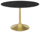 Lippa 47" Artificial Marble Dining Table, Gold Black