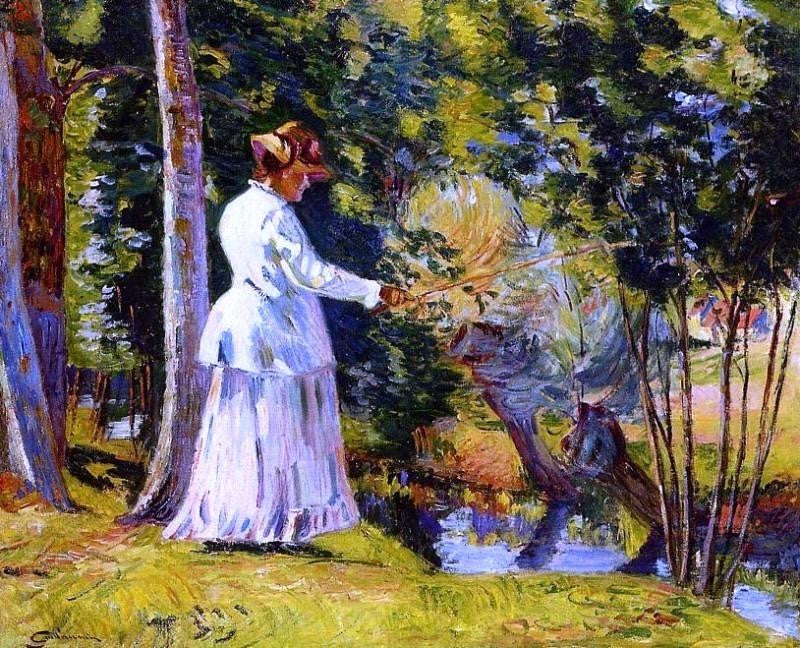 Armand Guillaumin Madame Guillaumin Fishing, Gallery Wrapped Canvas, 20"x25"