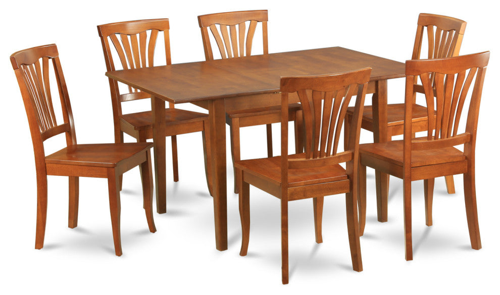 Mlav7-Sbr-W, 7-Piece Nook Dining Set, Small Table and 6 Chairs