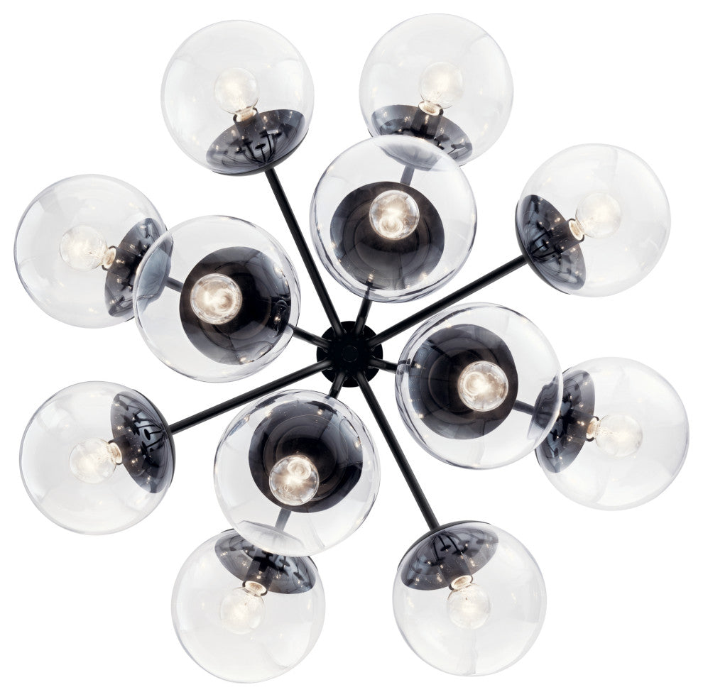 Silvarious Convertible Chandelier, Black Clear, 12 Light Clear