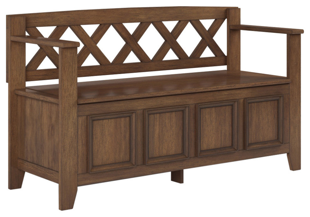 Amherst Entryway Storage Bench, Rustic Natural Aged Brown