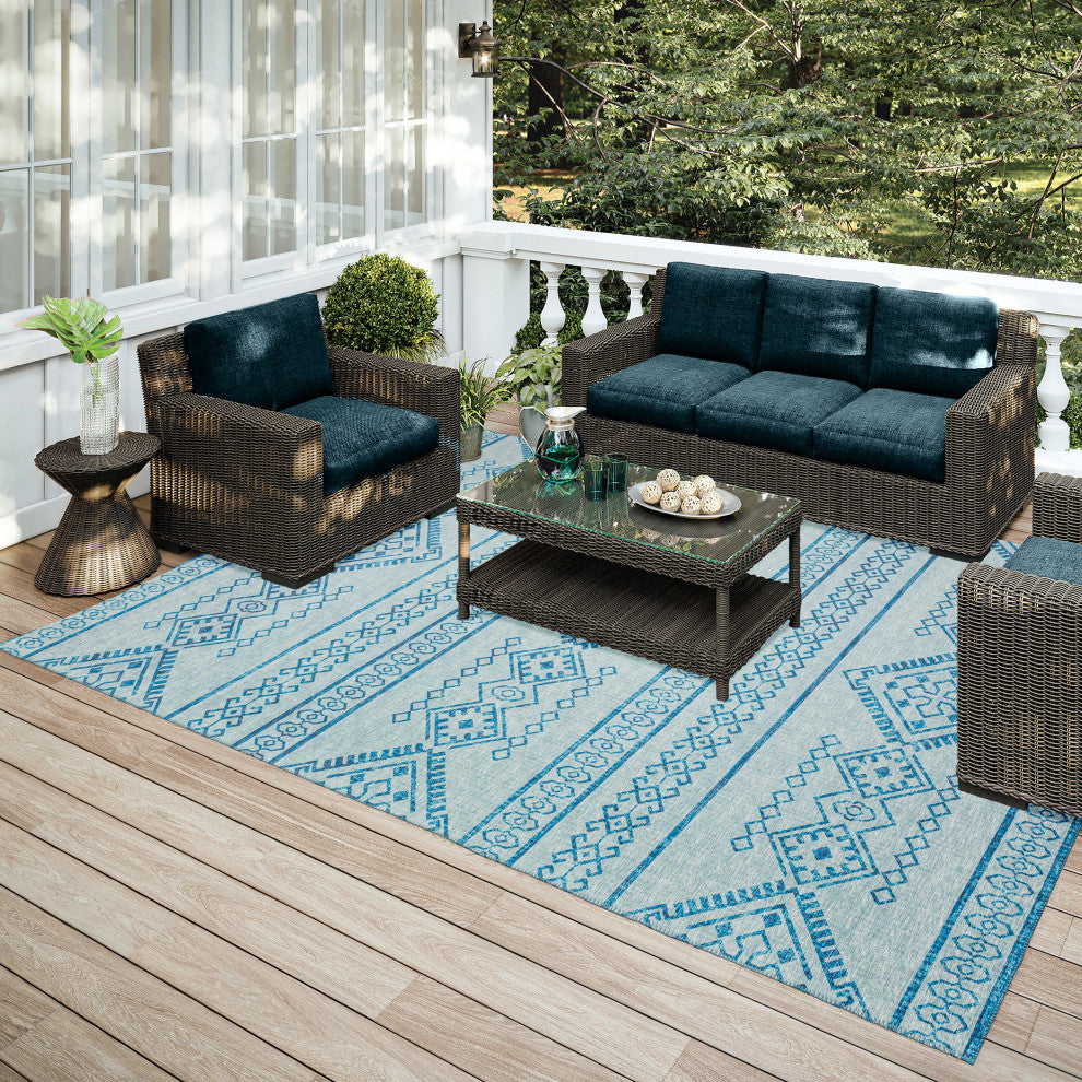 Indoor/Outdoor Sedona SN14 Sky Machine Washable 5' x 7'6" Rug