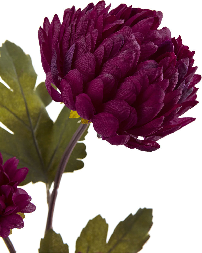 Nearly Natural 29" Chrysanthemum Artificial Flower, Set of 12, Burgundy